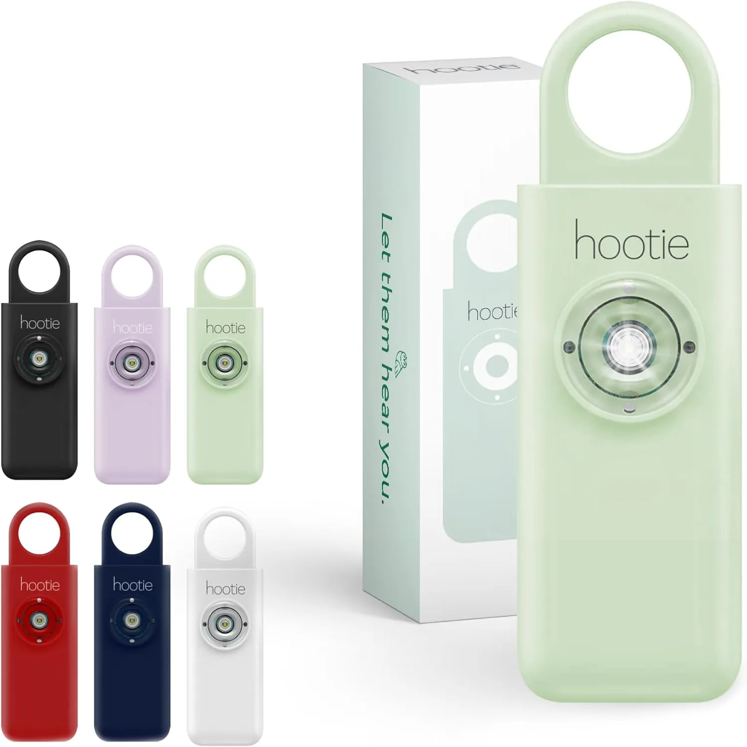 Hootie Personal Safety Alarm for Women, Men, & Kids - Keychain Alarm, Self Defense Strobe & Siren, Security Siren Keychain with 130dB Self Defense Siren & Strobe Light - Mint