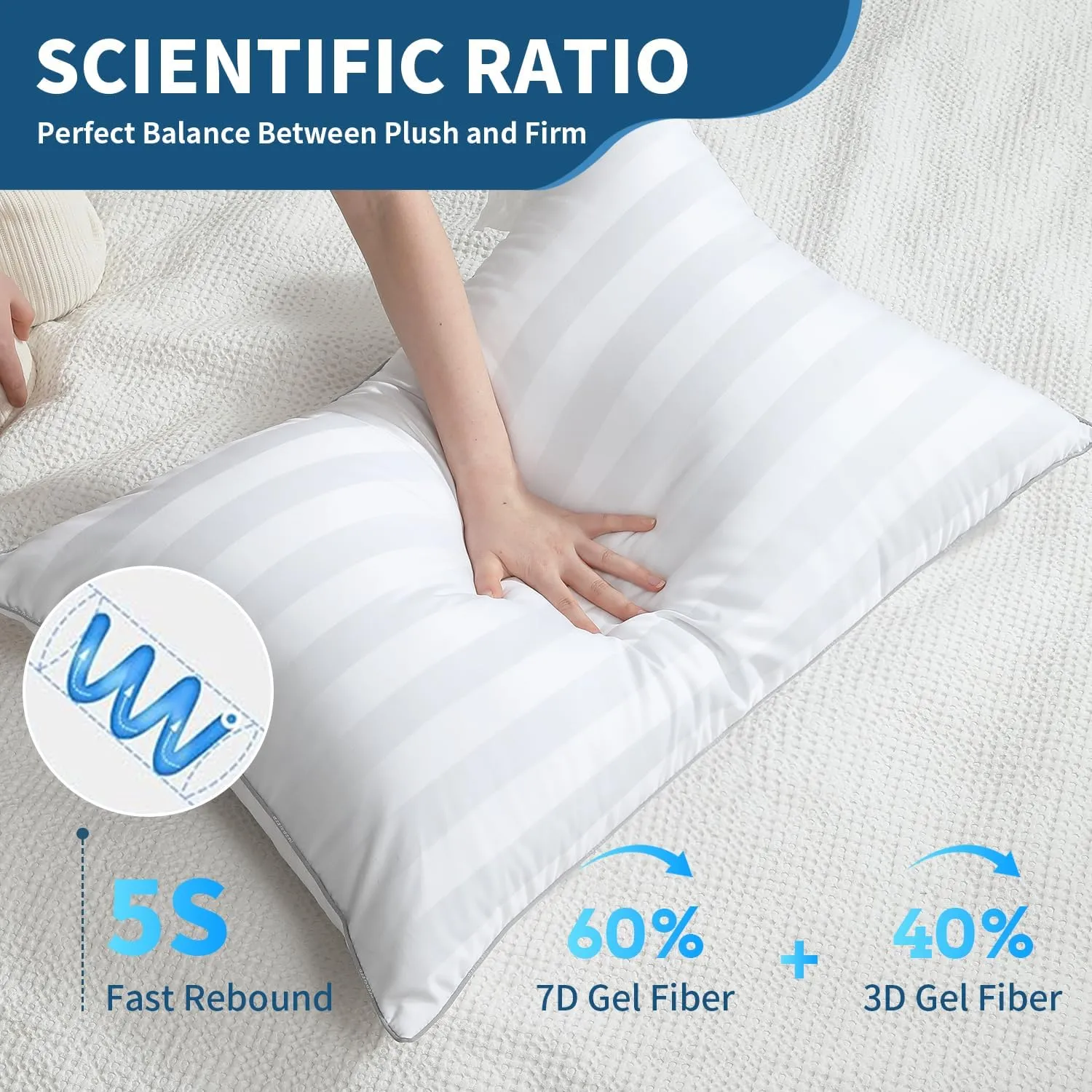Hotel Collection Fluffy Bed Pillows Standard Size Set of 2- Down Alternative Pillow-Best Soft Pillows for Sleeping-Pillows for Side,Back and Stomach Sleepers-Relief Neck Pain - 20x26 in