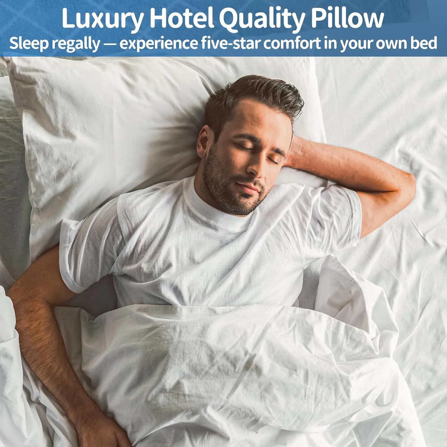 Hotel Collections Bed Pillows, Queen Size Set of 2, 2025 Updated Down Alternative Filling, Soft White Pillow for Back, Stomach or Side Sleepers, 30x20