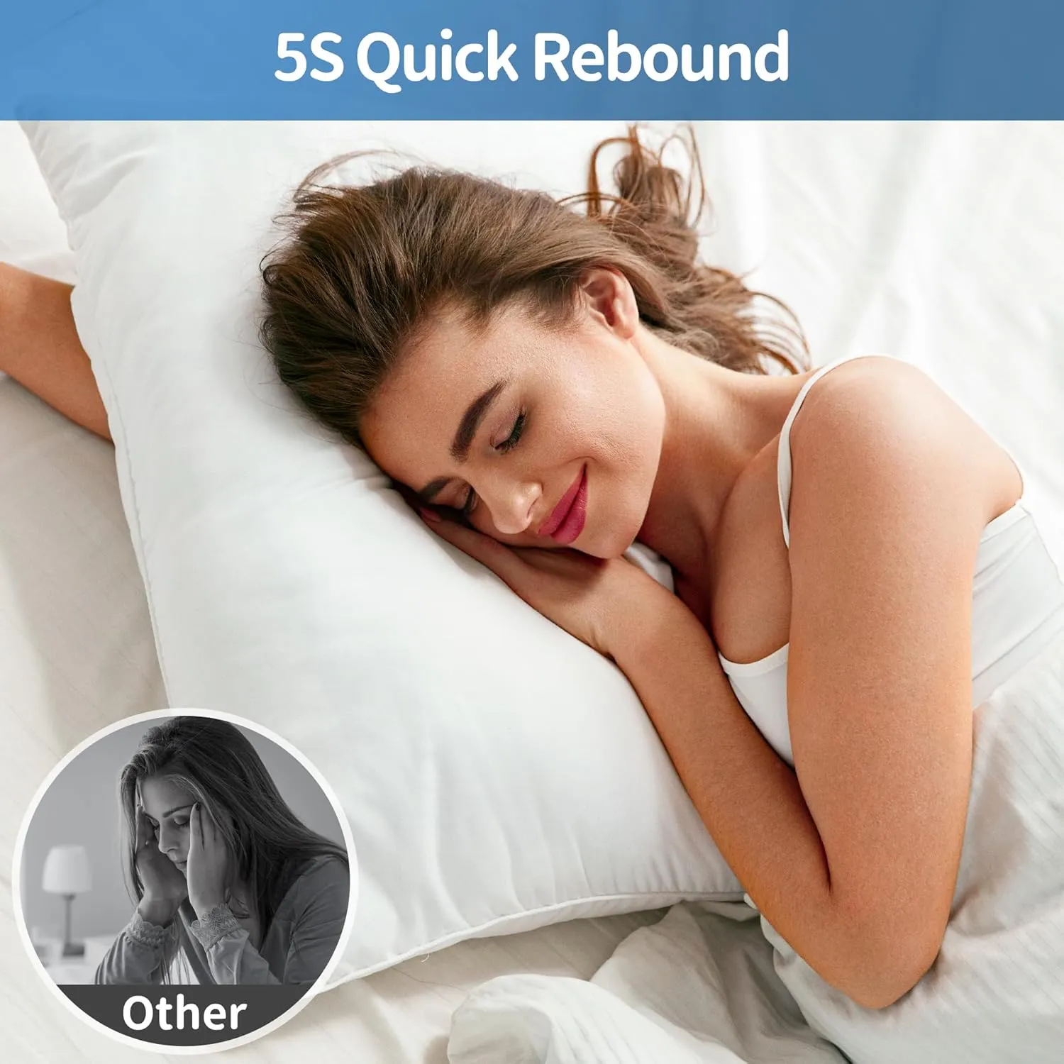 Hotel Collections Bed Pillows, Queen Size Set of 2, 2025 Updated Down Alternative Filling, Soft White Pillow for Back, Stomach or Side Sleepers, 30x20