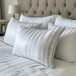 Hotel Grand White Feather Down Pillows Queen Size Set of 2 Packs Bed Pillows Medium Firm Hypoallergenic 100% Cotton Breathable Hotel Collection Back/Side Sleeping Pillows,28"x20"/2 Packs