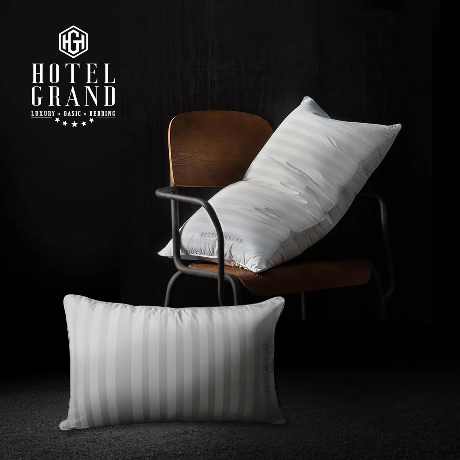 Hotel Grand White Feather Down Pillows Queen Size Set of 2 Packs Bed Pillows Medium Firm Hypoallergenic 100% Cotton Breathable Hotel Collection Back/Side Sleeping Pillows,28"x20"/2 Packs