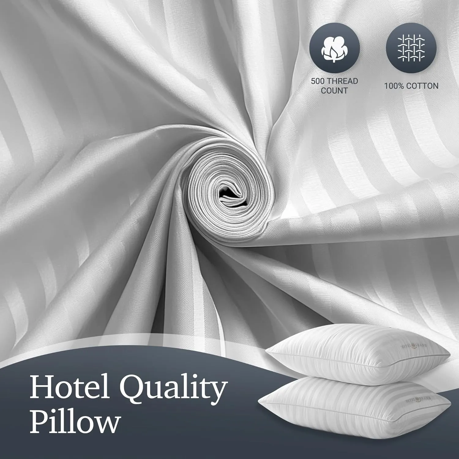 Hotel Grand White Feather Down Pillows Queen Size Set of 2 Packs Bed Pillows Medium Firm Hypoallergenic 100% Cotton Breathable Hotel Collection Back/Side Sleeping Pillows,28"x20"/2 Packs