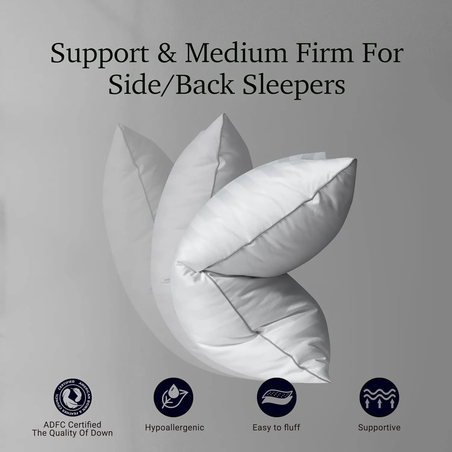 Hotel Grand White Feather Down Pillows Queen Size Set of 2 Packs Bed Pillows Medium Firm Hypoallergenic 100% Cotton Breathable Hotel Collection Back/Side Sleeping Pillows,28"x20"/2 Packs