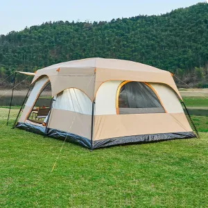 House Tent Large Tents for Camping Hiking Party,Multi-Family Tent with Mesh Windows,Sturdy Steel Poles,Waterproof Double Layer,Outdoor Tent Sun Shelter (Size : 8-12 Persons)