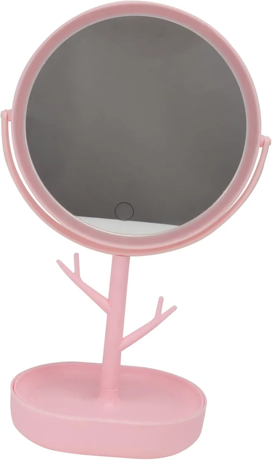 Housoutil Makeup Mirror Lights and Storage Rotatable 360° Led Lighting Compact Portable for Women Vanity Mirror for Girls
