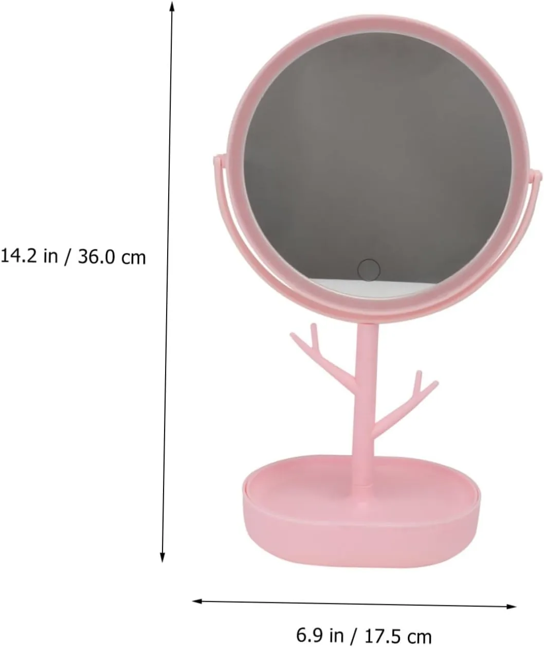 Housoutil Makeup Mirror Lights and Storage Rotatable 360° Led Lighting Compact Portable for Women Vanity Mirror for Girls