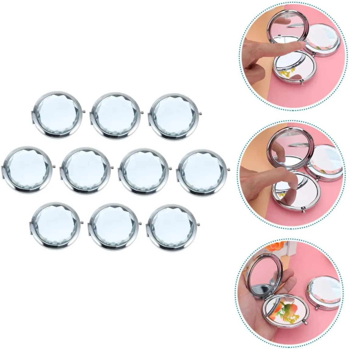 Housoutil Small Mirror for Purse Led Lighted Makeup Mirror Compact Magnified Portable for Travel