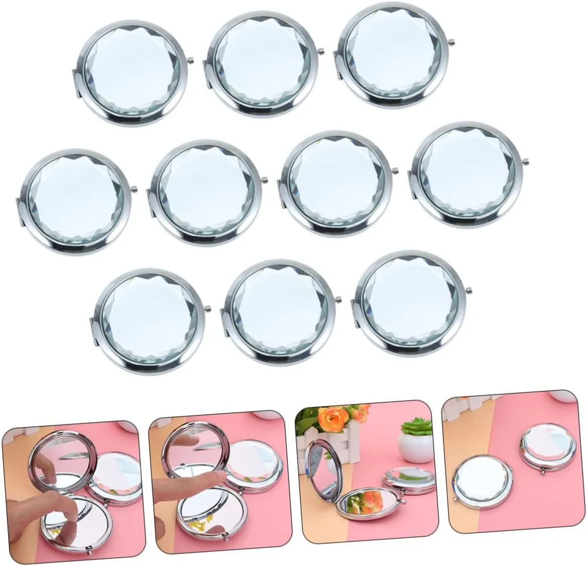 Housoutil Small Mirror for Purse Led Lighted Makeup Mirror Compact Magnified Portable for Travel