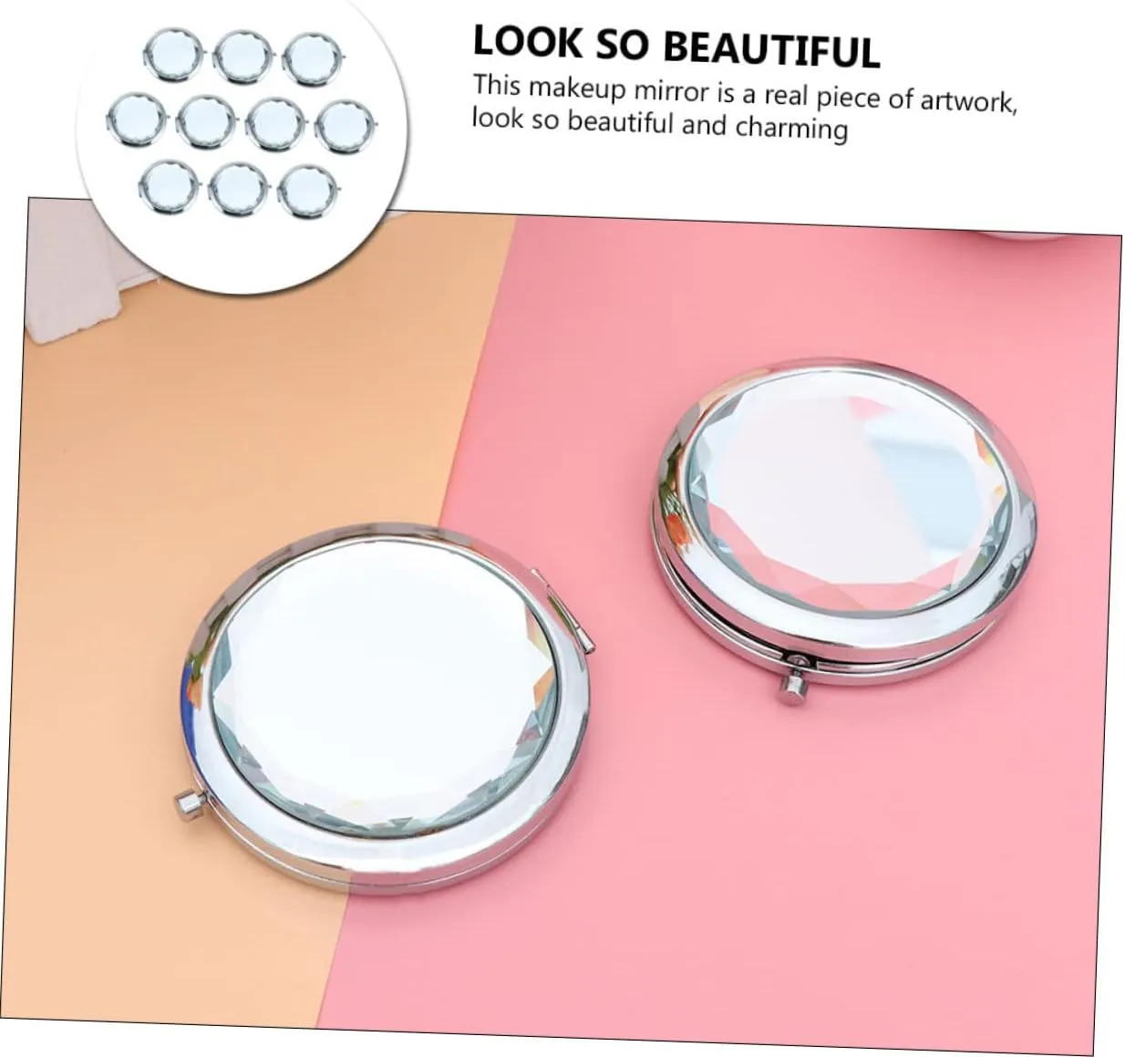 Housoutil Small Mirror for Purse Led Lighted Makeup Mirror Compact Magnified Portable for Travel