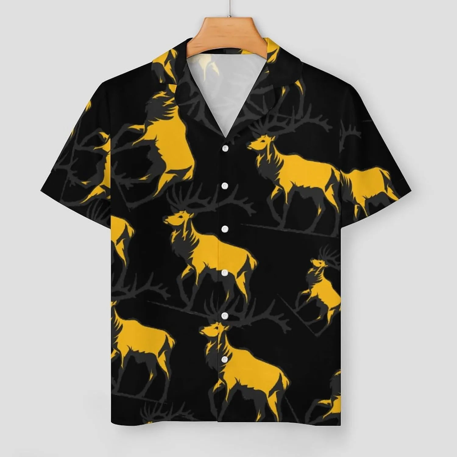 Hunting Deer Women's Satin Pajama Set Short Sleeve Button Down Sleepwear Loungewear Pj Set
