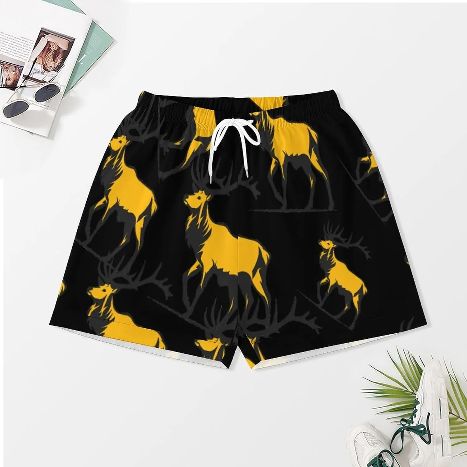 Hunting Deer Women's Satin Pajama Set Short Sleeve Button Down Sleepwear Loungewear Pj Set