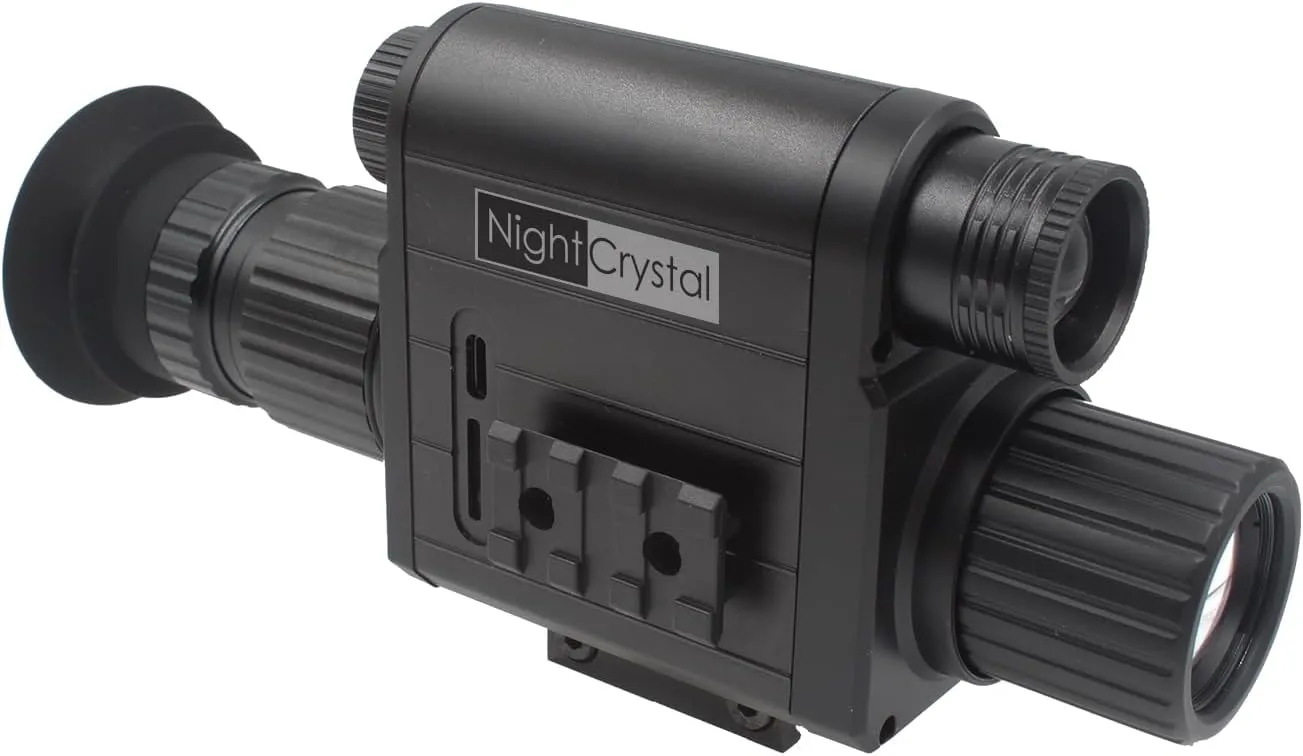 Hunting Night Vision Scope, Infrared Monocular, Night Sight with Zoomable Built-in IR Flashlight and 1.2inch AMOLED Screen, Adjustable Reticle and x5 Digital Magnification (Without Battery)