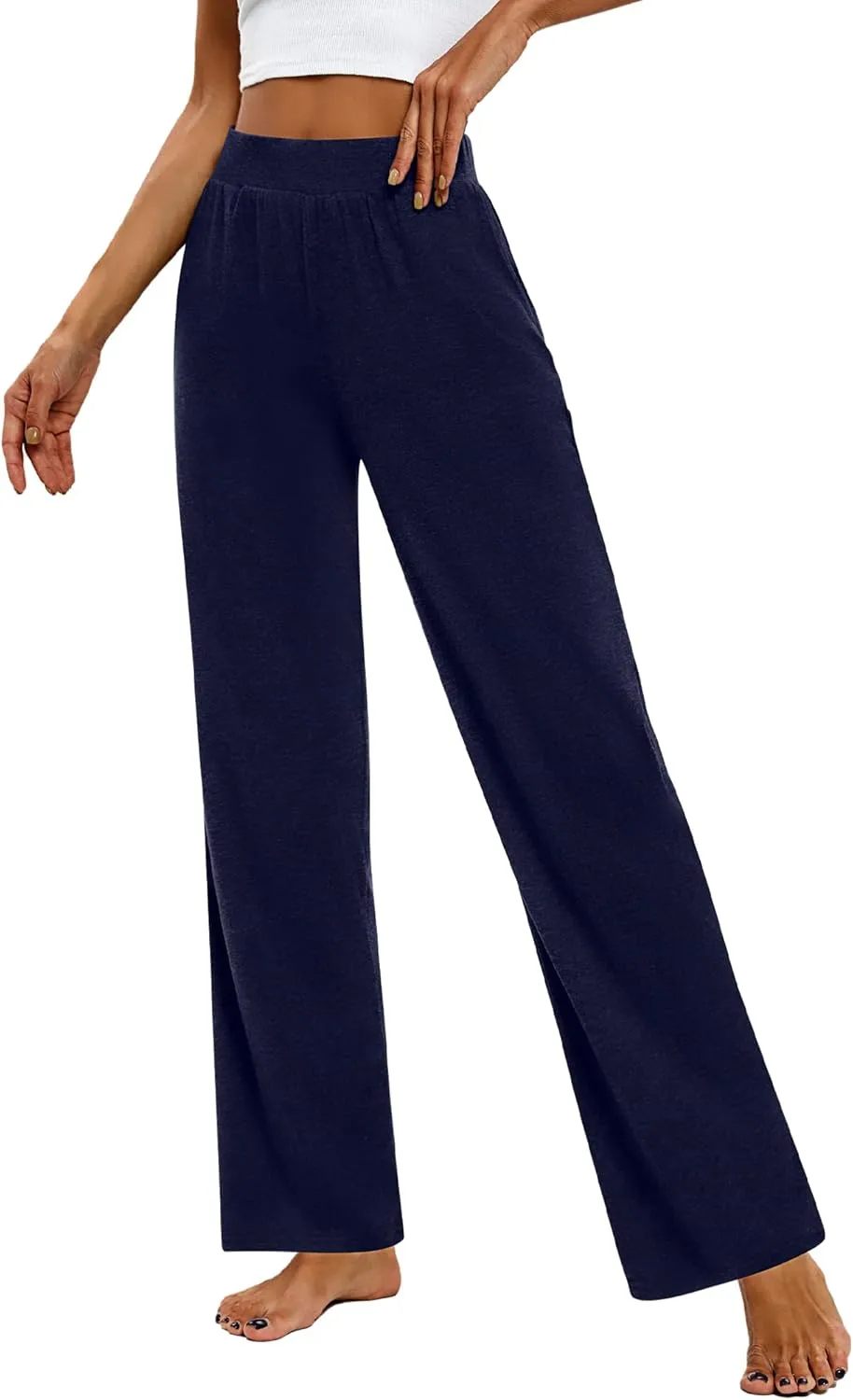 Huukeay 3 Pack Women's Lounge Pants, Cozy Wide Leg Lounge Pants with Pockets Loose Flowy Yoga Sweatpants Workout Comfy Jogger