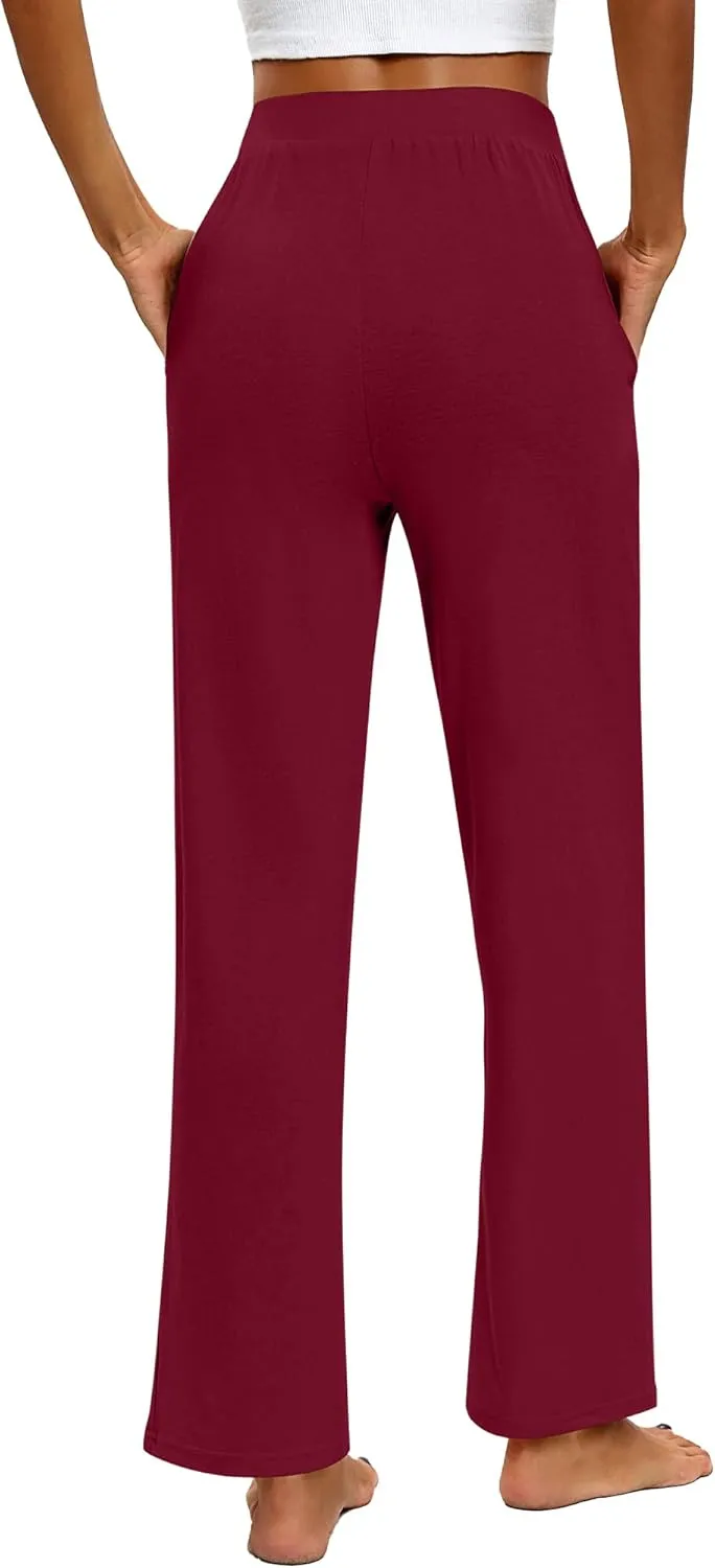 Huukeay 3 Pack Women's Lounge Pants, Cozy Wide Leg Lounge Pants with Pockets Loose Flowy Yoga Sweatpants Workout Comfy Jogger