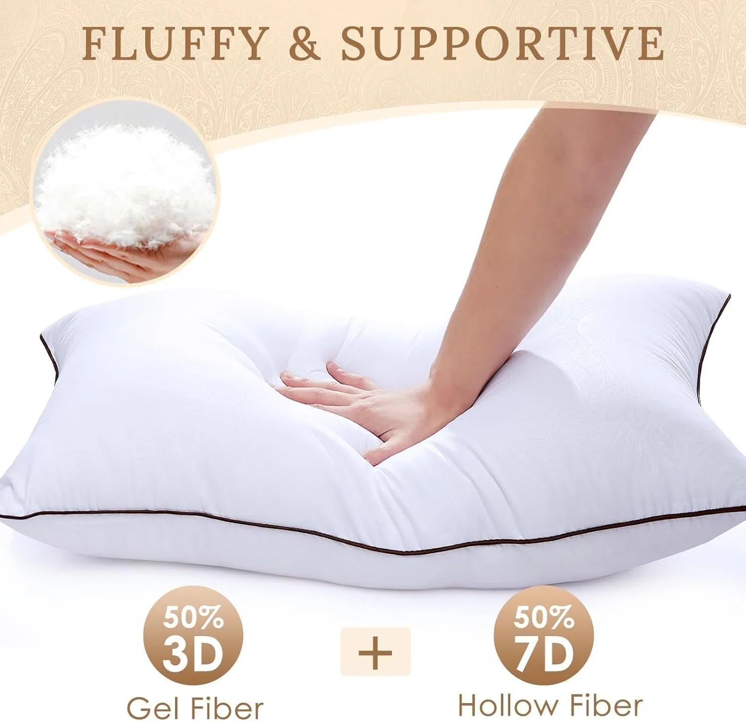 HUXMEYSON Pillows Standard Size Set of 4, Bed Pillows Set of 4, Down Alternative Luxury Hotel Pillows for Sleeping and for Side and Back Sleepers