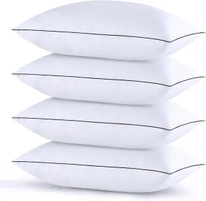 HUXMEYSON Pillows Standard Size Set of 4, Bed Pillows Set of 4, Down Alternative Luxury Hotel Pillows for Sleeping and for Side and Back Sleepers