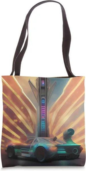 Hyper Sports Car Race Shining Light Down Rays Vibrant Gift Tote Bag