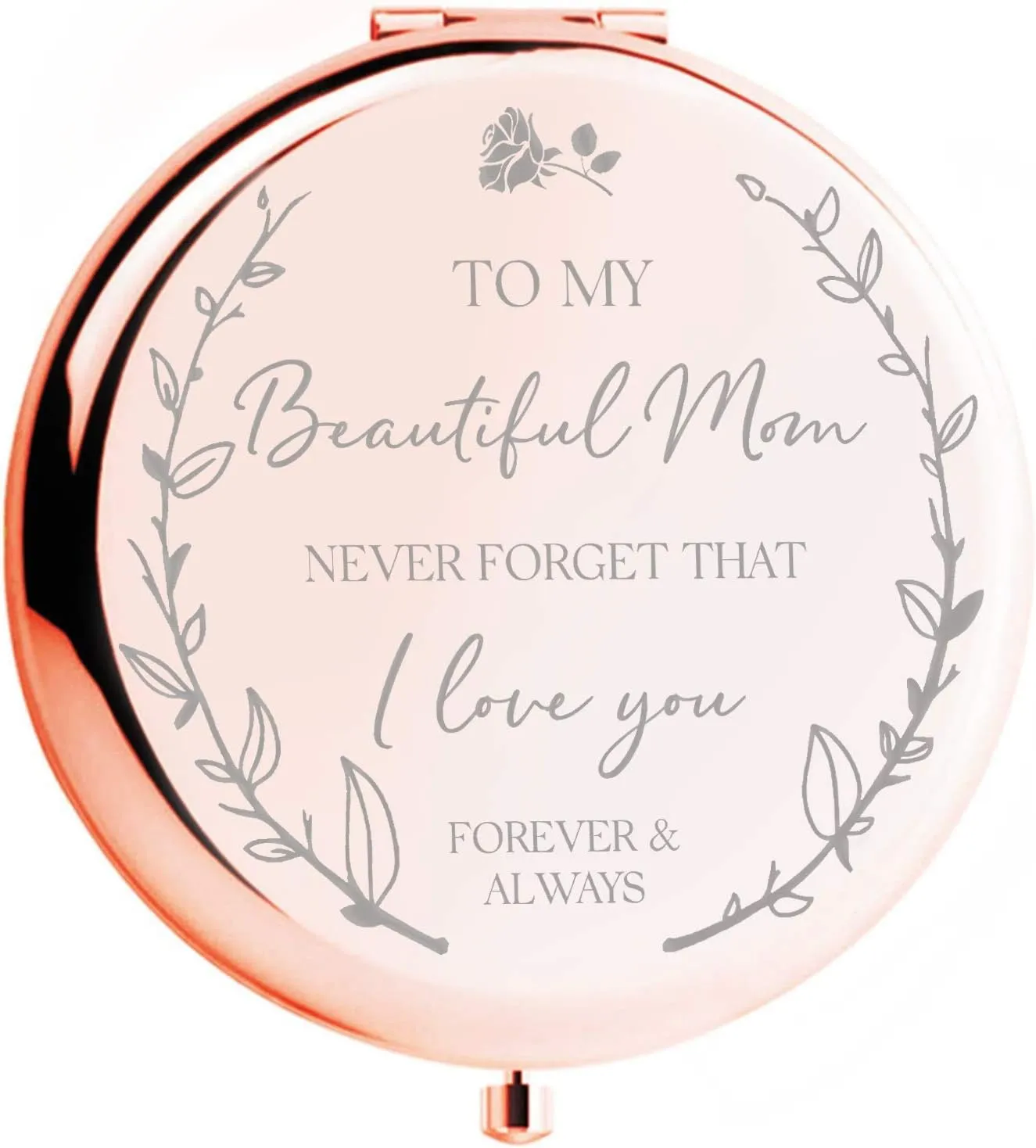 'I Love You Mom' Rose Gold Magnified Makeup Mirror - Sentimental Mother's Day Gift