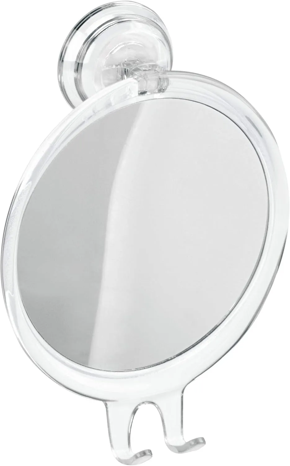 iDesign Plastic Power Lock Suction Shower Shaving Razor Holder, Fog-Free Bathroom or Tub, 6" x 2" x 7", Mirror-Round