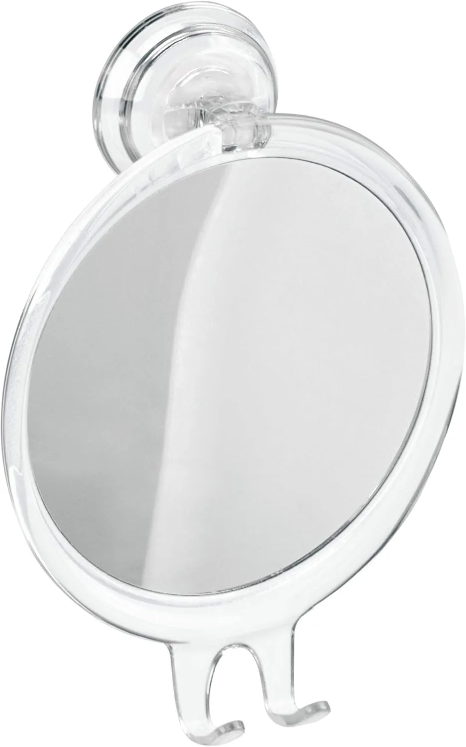 iDesign Plastic Power Lock Suction Shower Shaving Razor Holder, Fog-Free Bathroom or Tub, 6" x 2" x 7", Mirror-Round