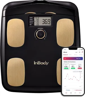 InBody Dial H20 Body Fat Scale - InBody Scale for Body Weight, Fat Percentage and Muscle Mass - Gym Accessory for Men & Women, Body Fat Measurement Device - Bluetooth-Connected, Midnight Black
