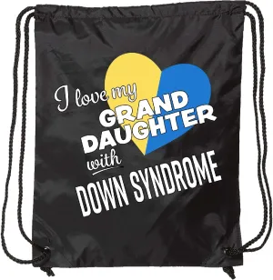 inktastic I Love My Granddaughter with Down Syndrome Drawstring Bag Black 291d1