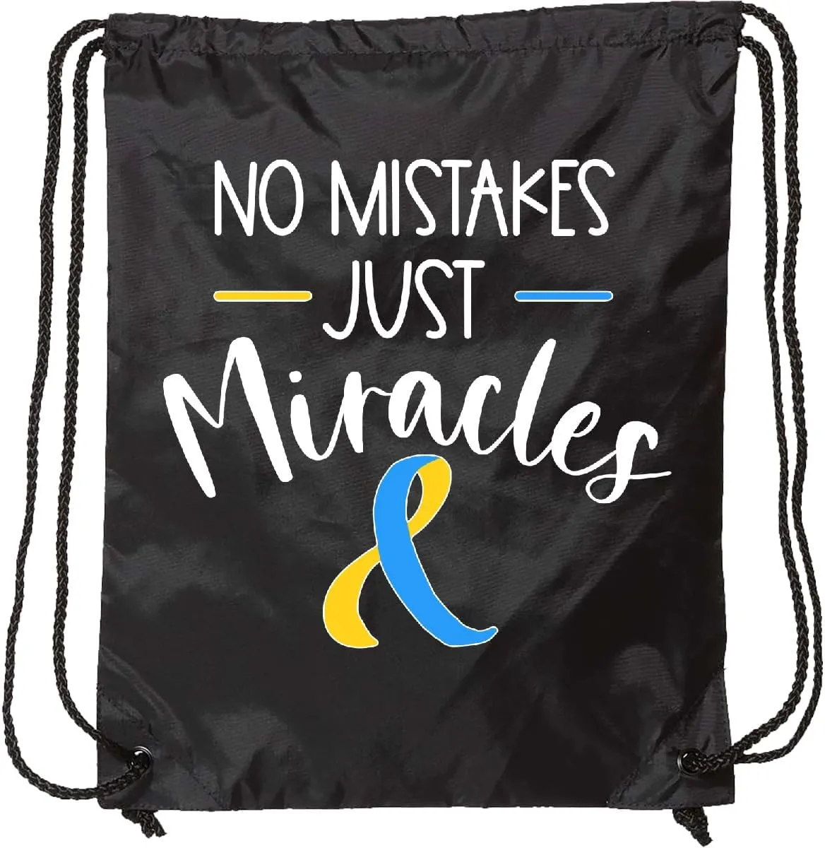 inktastic No Mistakes, Just Miracles Down Syndrome Awareness Drawstring Bag Black 3a56e