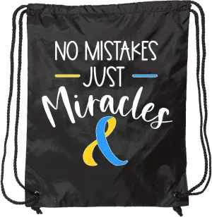 inktastic No Mistakes, Just Miracles Down Syndrome Awareness Drawstring Bag Black 3a56e