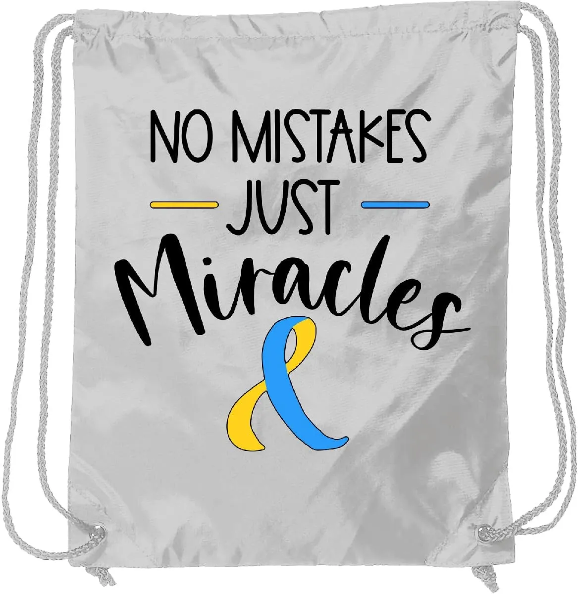 inktastic No Mistakes, Just Miracles Down Syndrome Awareness Drawstring Bag White 3a56f