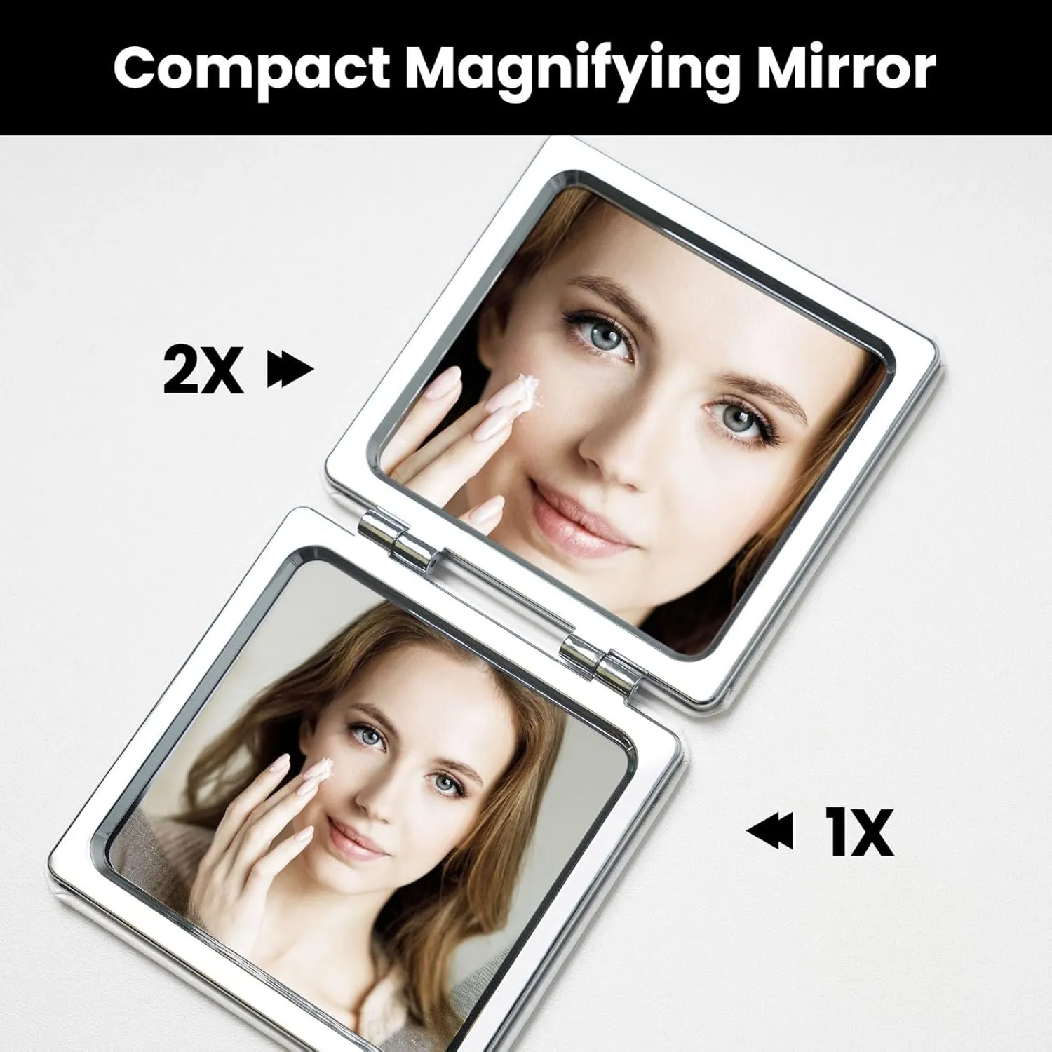 Italian Old Street Printed Square Pocket Makeup Mirror with 1X/2X Magnification, Portable Mini Travel Makeup Mirror for Travel Daily Work Beauty