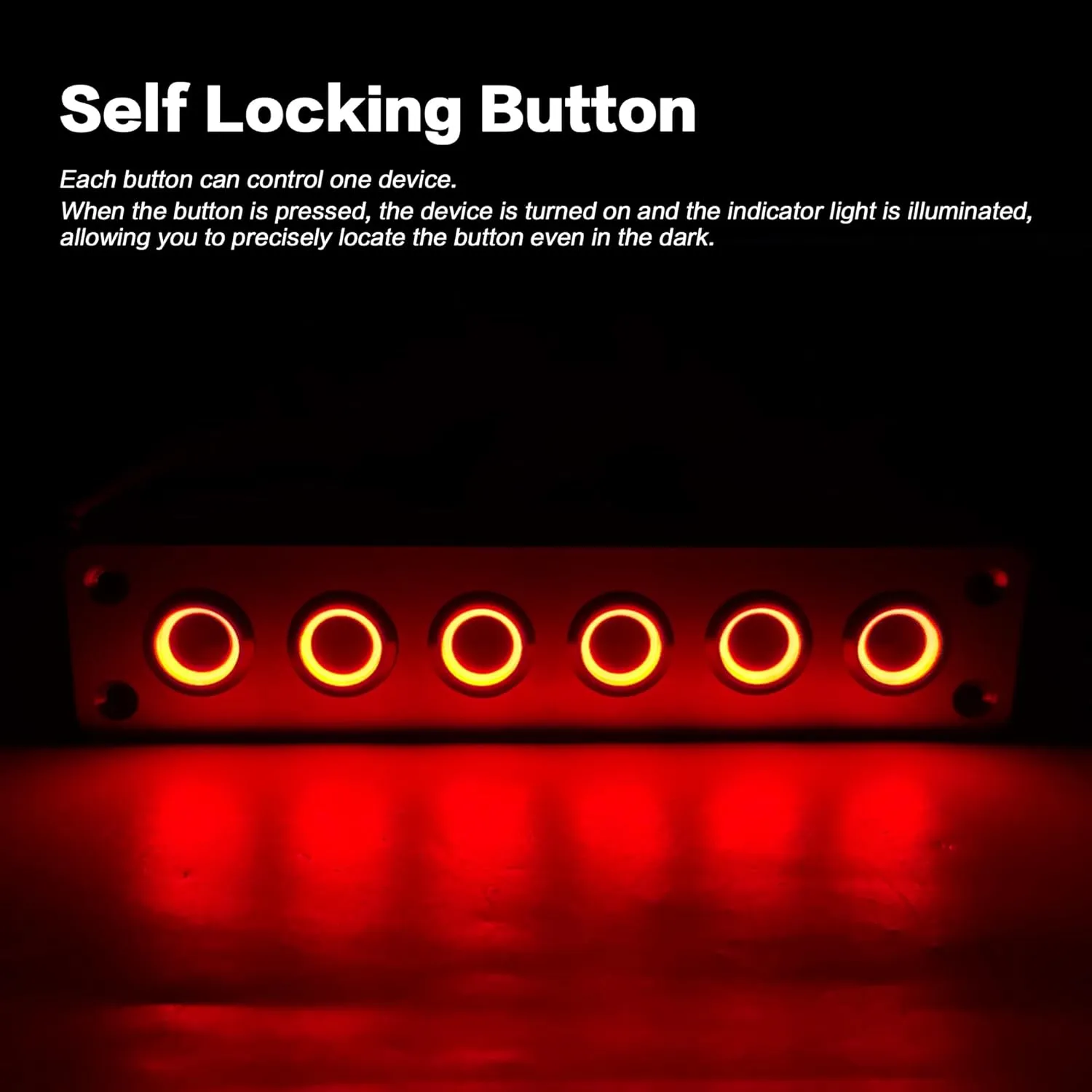 IZTOSS 6 Gang Aluminum Marine Rocker Switch Panel - Pre-Wired with Red LED Indicator, 12-24 V Multi-Function Rocker Switch - Ideal for Marine motorhomes, Yachts