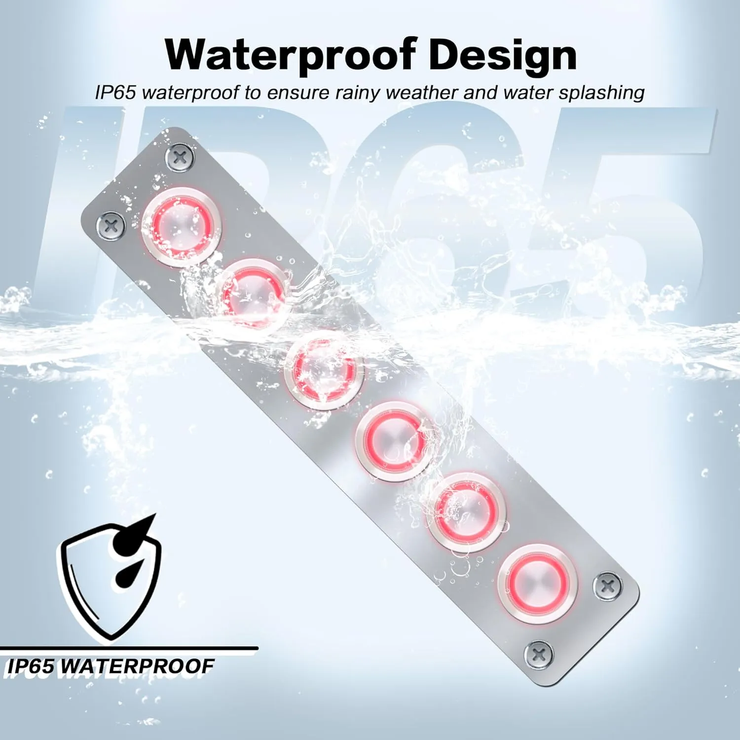 IZTOSS 6 Gang Aluminum Marine Rocker Switch Panel - Pre-Wired with Red LED Indicator, 12-24 V Multi-Function Rocker Switch - Ideal for Marine motorhomes, Yachts