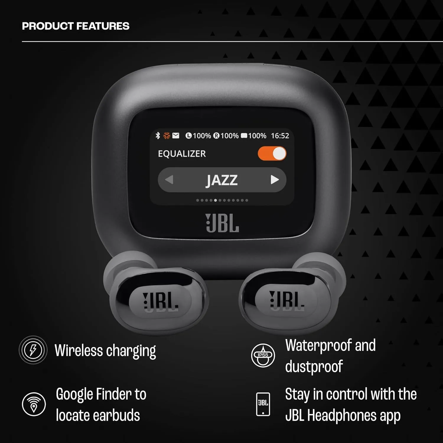 JBL Live Buds 3 - True Wireless Noise-Cancelling Bud-Type Earbuds, 40Hrs Total Playback, Wireless Charging, 6 Mics for Perfect Calls, Multi-Point Connection, IP55 Waterproof and dustproof (Black)