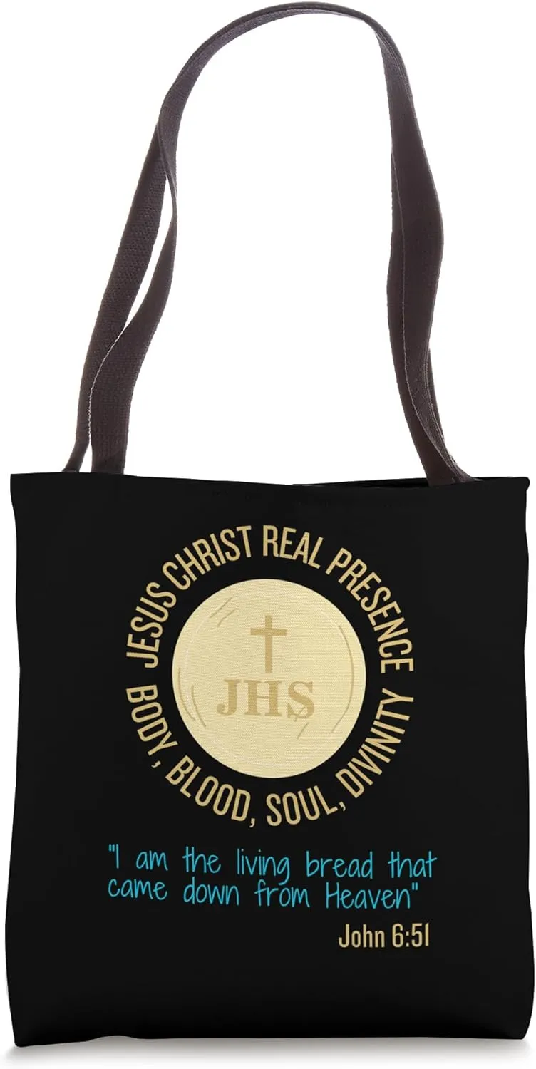 Jesus Christ Real Presence Body, Blood, Soul, Divinity Tote Bag