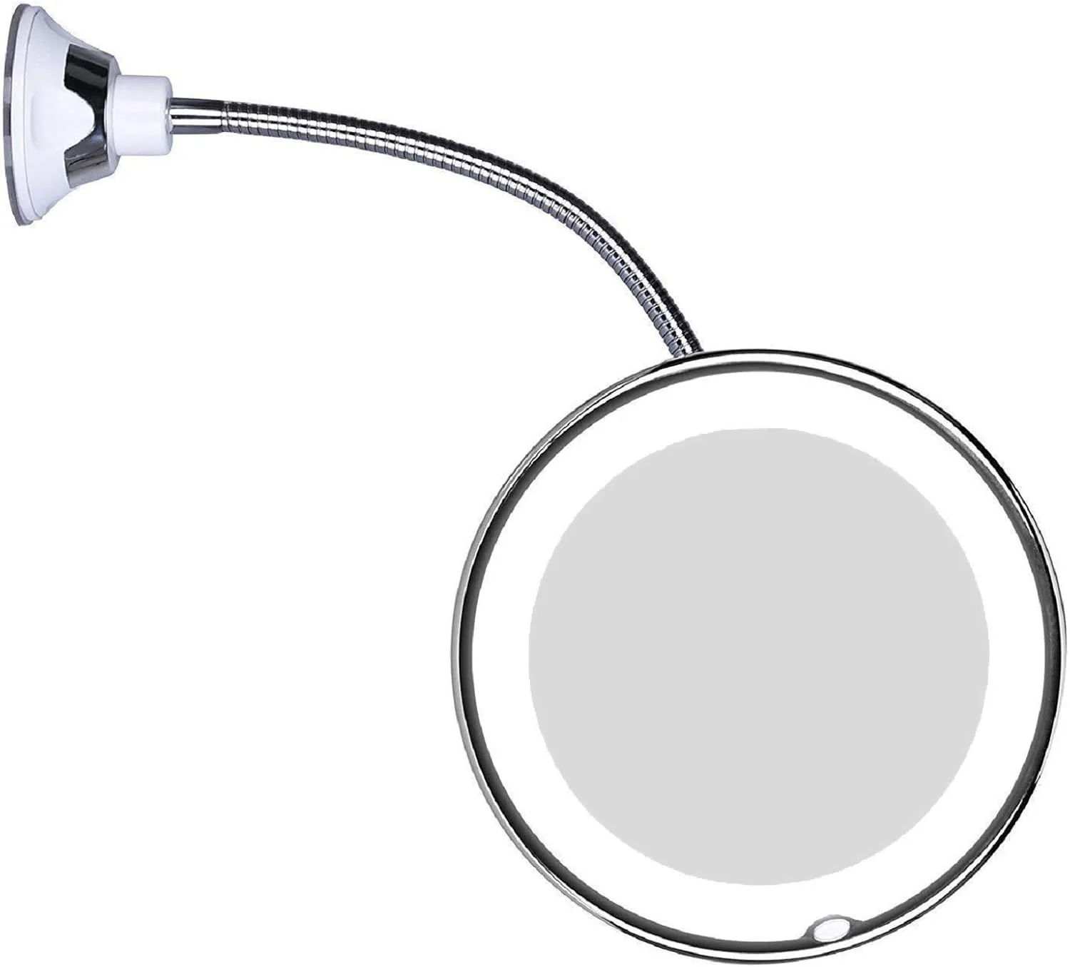 JiBen Flexible Gooseneck LED Lighted 10X Magnifying Makeup Mirror with Power Locking Suction Cup and 360 Degree Swivel, Portable Cordless Travel and Home Bathroom Vanity Mirror