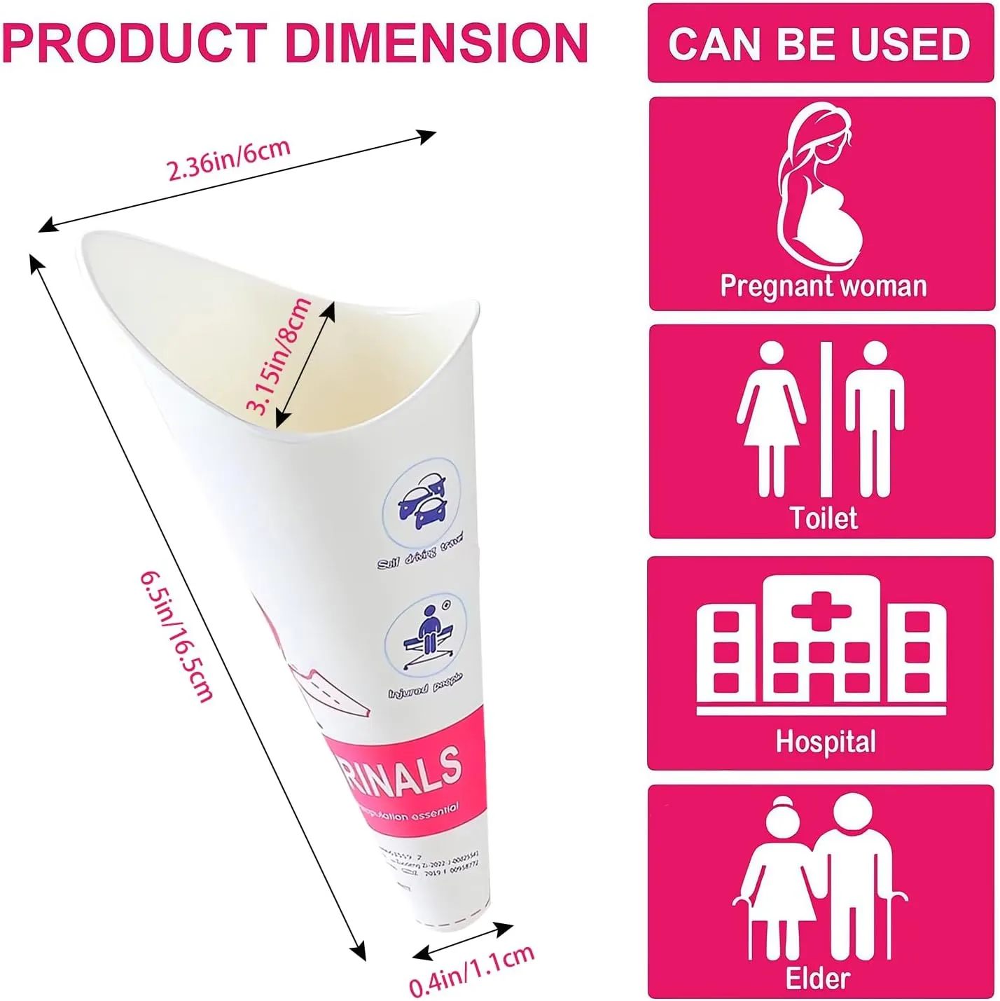 JIURUN 30PCS/50PCS Disposable Female Urination Device, Portable Pee Funnel Standing Pee Disposable for Women, Waterproof Paper Female Urinal Funnel for Camping,Travel,Hiking,Outside