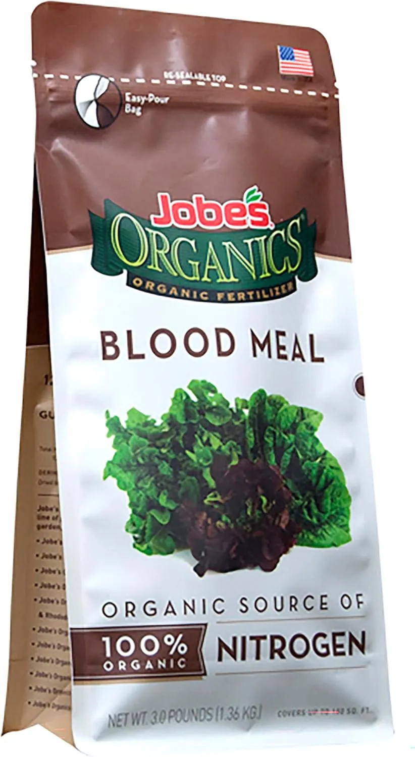 Jobe's Organics Granular Blood Meal Fertilizer, Excellent Source of Nitrogen for Spinach, Broccoli, and Leafy Greens, 3 lbs Bag