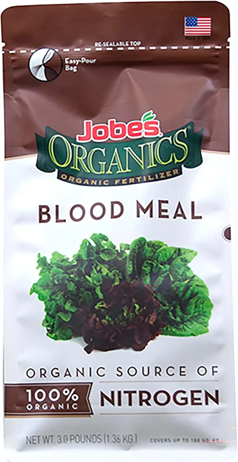 Jobe's Organics Granular Blood Meal Fertilizer, Excellent Source of Nitrogen for Spinach, Broccoli, and Leafy Greens, 3 lbs Bag