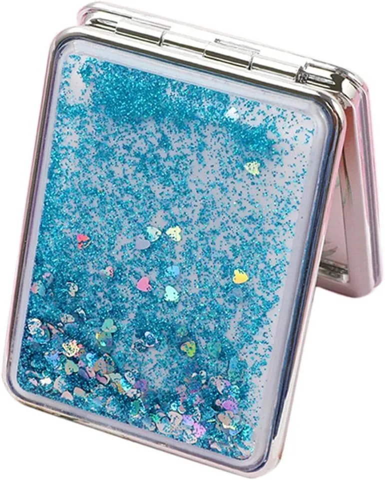 Jojomis Make-up Mirror Compact Mirror Portable Hand Mirror Round Mini Mirror - Blue, Square