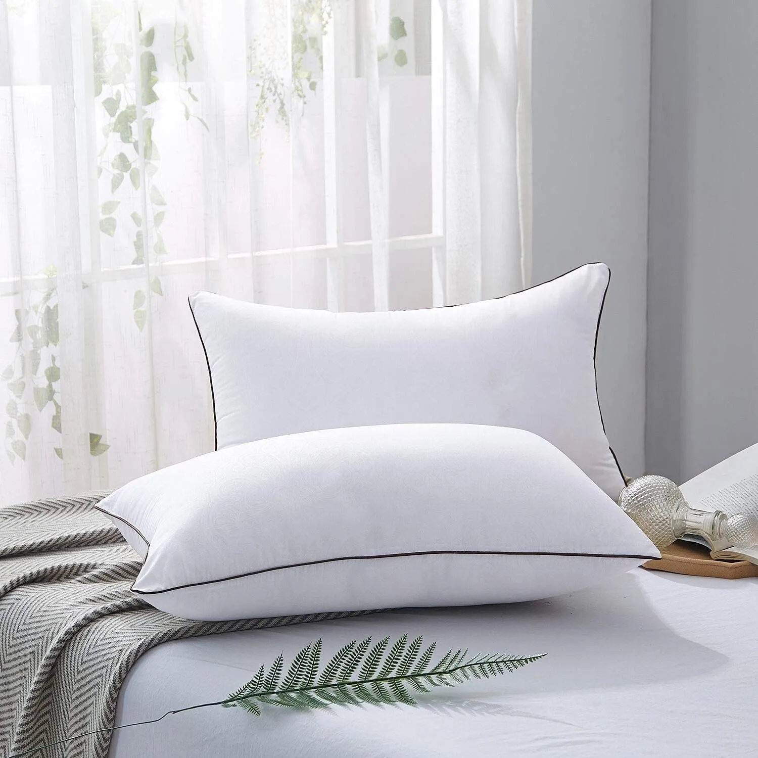 JOLLYVOGUE Standard Pillows Set of 2, Cooling and Supportive Bed Pillows for Side and Back Sleepers, Down Alternative Hotel Collection Sleeping Pillow, 26x20 Inches