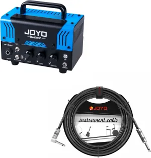 JOYO Bluejay Tube Amp Head Bundle with CM-12 Mono Instrument Cable Straight-to-Right Angle