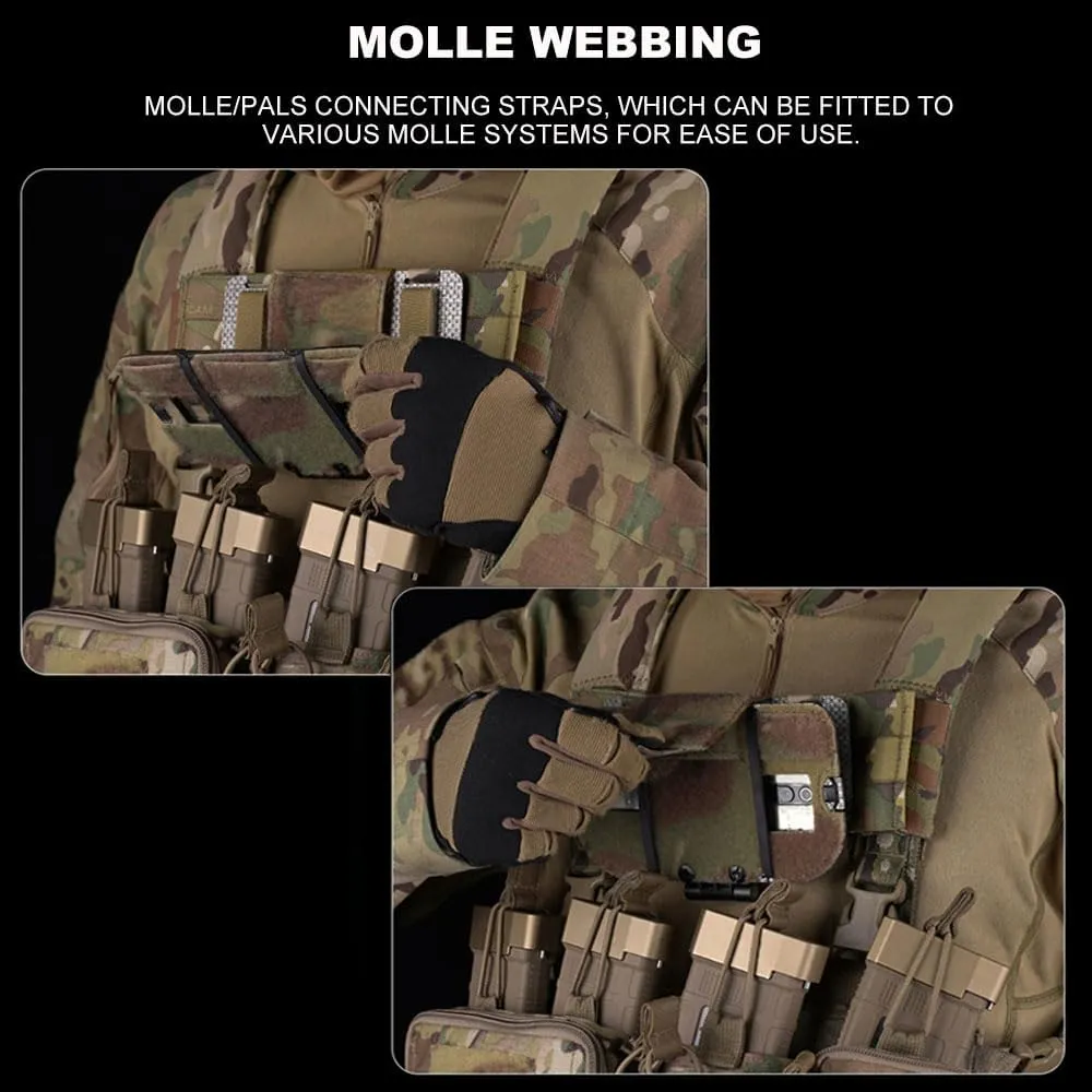 Jungle Leopard Tactical Phone Pouch Foldable Molle Hunting Vest Chest Mobile Navigation Board Camping Map Case