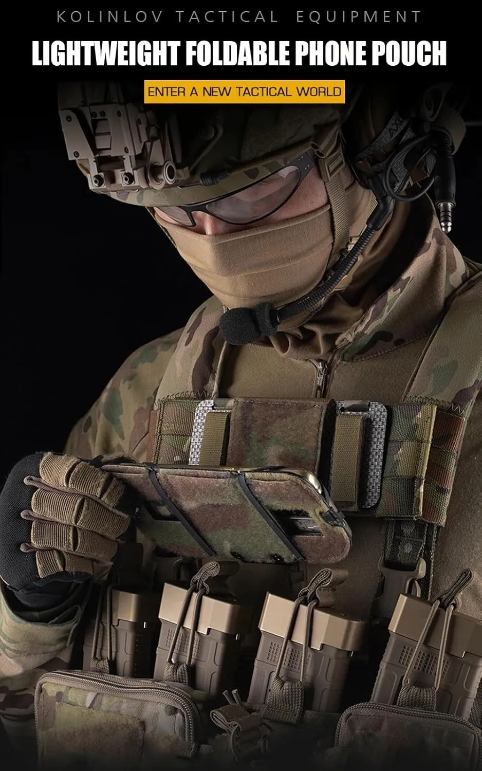 Jungle Leopard Tactical Phone Pouch Foldable Molle Hunting Vest Chest Mobile Navigation Board Camping Map Case