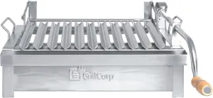 Junior Argentine Grill – Portable & Built-in 100% Stainless Steel BBQ with Lifting System & Drip Pan – Fits Junior Grillcorp Roasting Box – Outdoor Cooking & Camping Accessory