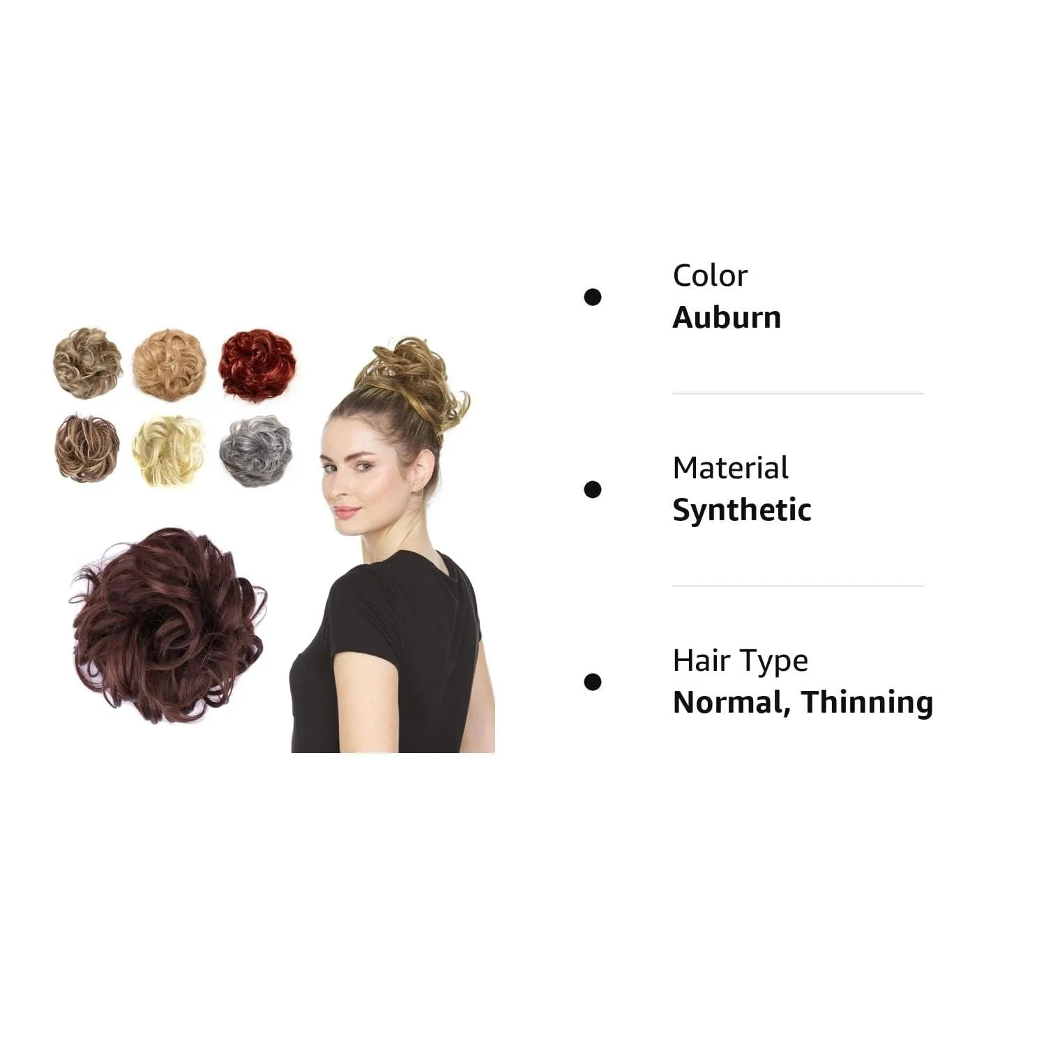 JuvaBun Auburn Messy Bun Hair Piece - Synthetic Foam Wig for Women