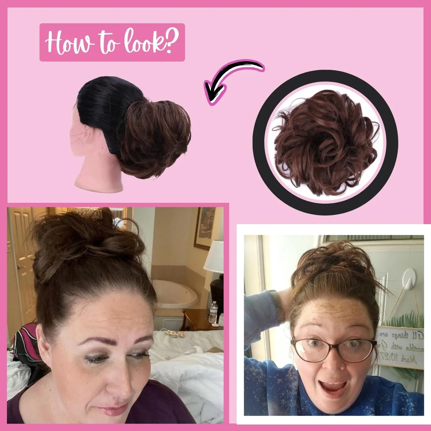 JuvaBun Auburn Messy Bun Hair Piece - Synthetic Foam Wig for Women