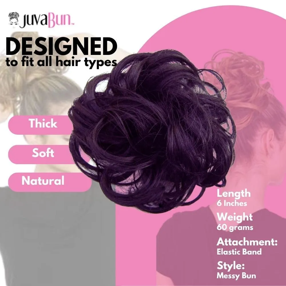 Juvabun Messy Bun Hair Piece - Black| Hair Pieces for Women & Men| Messy Bun Hair Piece | Everyday Wear | Washable & Realistic| Synthetic Messy Hair Bun |Black