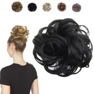 Juvabun Messy Bun Hair Piece - Black| Hair Pieces for Women & Men| Messy Bun Hair Piece | Everyday Wear | Washable & Realistic| Synthetic Messy Hair Bun |Black