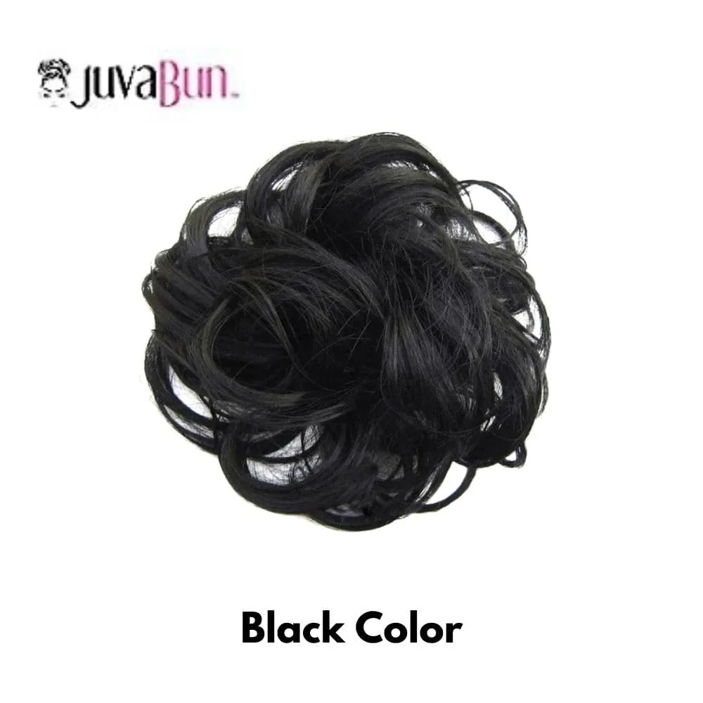 Juvabun Messy Bun Hair Piece - Black| Hair Pieces for Women & Men| Messy Bun Hair Piece | Everyday Wear | Washable & Realistic| Synthetic Messy Hair Bun |Black